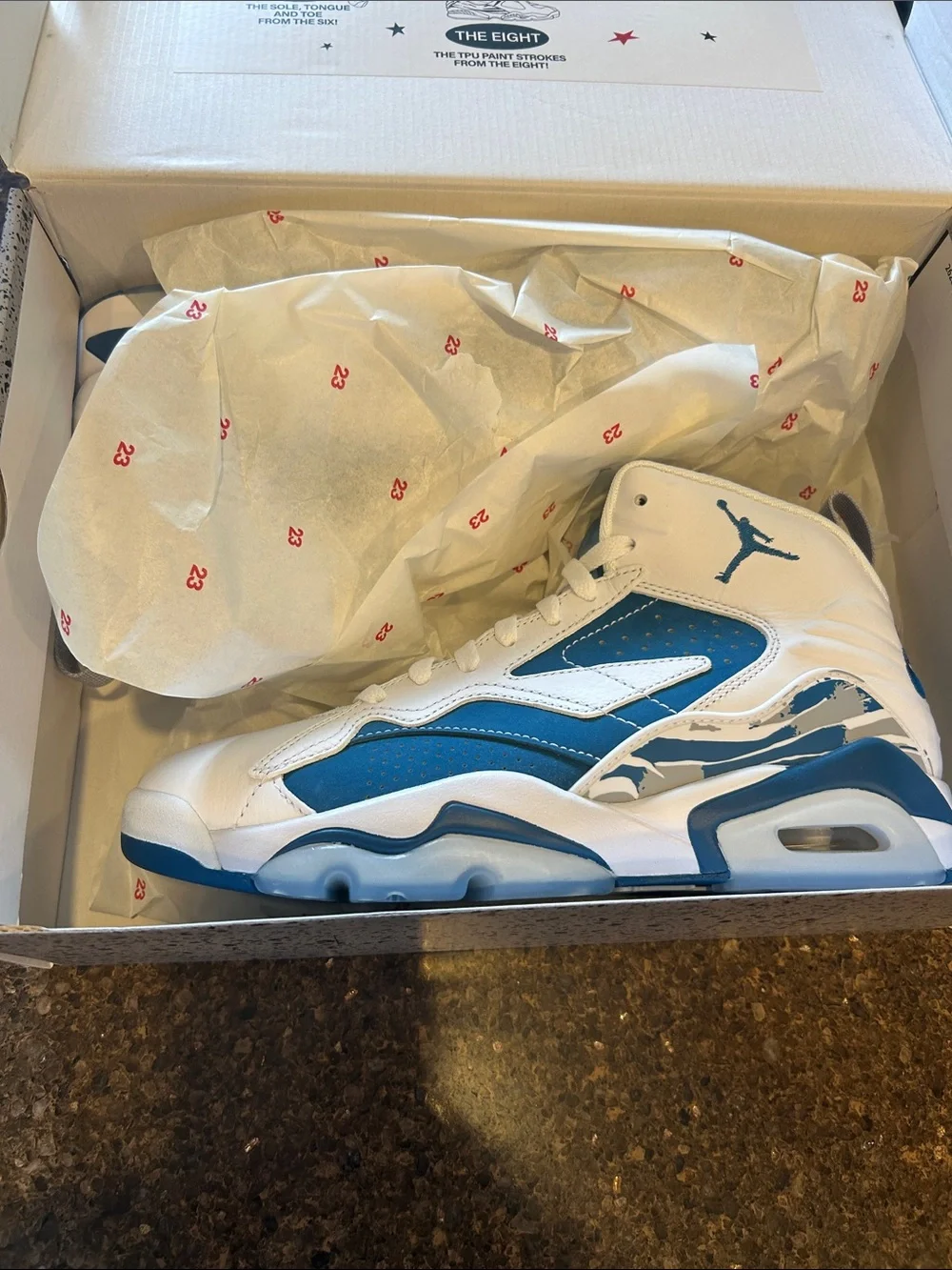 Jordan MVP High-Top Sneakers in White & Teal Blue